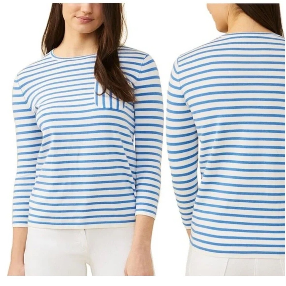 J. McLAUGHLIN Piper Sweater Blue/White Stripe